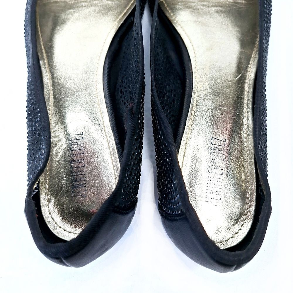 Jennifer Lopez Black Crystal Semi Sheer Pointy Toe Shoes Dress Flats Sz 9 - Picture 10 of 10